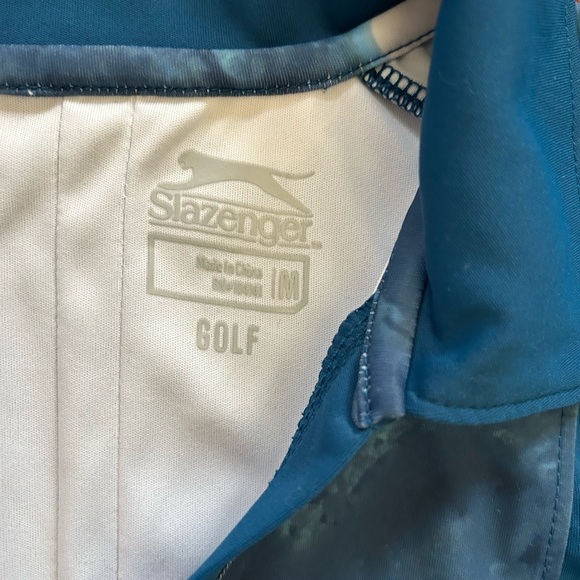 Slazenger Marble Pin Tuck Sleeveless Golf Polo Blue Medium sleeveless V- neck - Picture 5 of 9